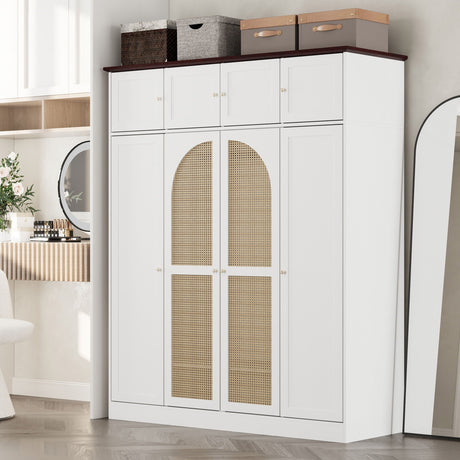 8 Door Armoire Wardrobe with Adjustable Shelves and Hanging Rod HouseOfZazla