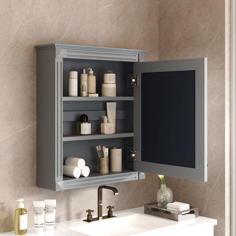 Wall Mounted Bathroom Storage Cabinet With Mirror, Medicine Cabinet With Height Adjustable Shelf HouseOfZazla