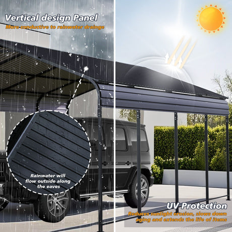 Heavy Duty Carport With Galvanized Roof And Enhanced Base - Anthracite HouseOfZazla