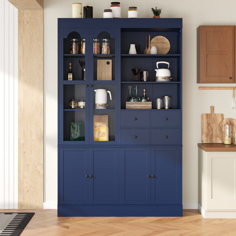 TOPMAX Freestanding Buffet With Hutch - Tall Kitchen Pantry Cabinet HouseOfZazla