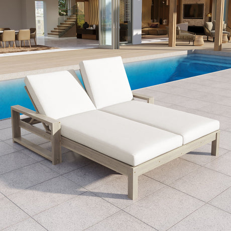 Outdoor Double Lounge Chair With 5 Position Adjustable Backrest HouseOfZazla