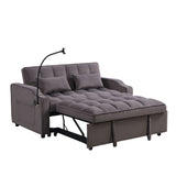 Modern Loveseat Futon Sofa With Pullout Bed, Adjustable Reclining Backrest, Toss Pillows