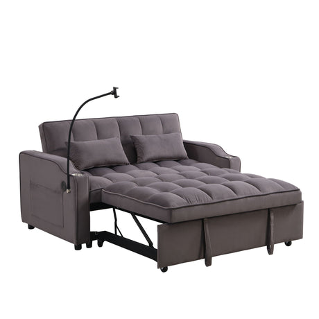 Modern Loveseat Futon Sofa With Pullout Bed, Adjustable Reclining Backrest, Toss Pillows HouseOfZazla