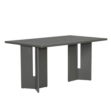 Dining Table Set With 6 Upholstered Chairs, Rectangular Table With Cutout Legs HouseOfZazla