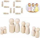 56 PCS Unfinished Natural Wooden Peg Dolls,Little Wooden Peg People for Painted or Craft WoodArtSupply