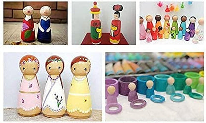 56 PCS Unfinished Natural Wooden Peg Dolls,Little Wooden Peg People for Painted or Craft - WoodArtSupply
