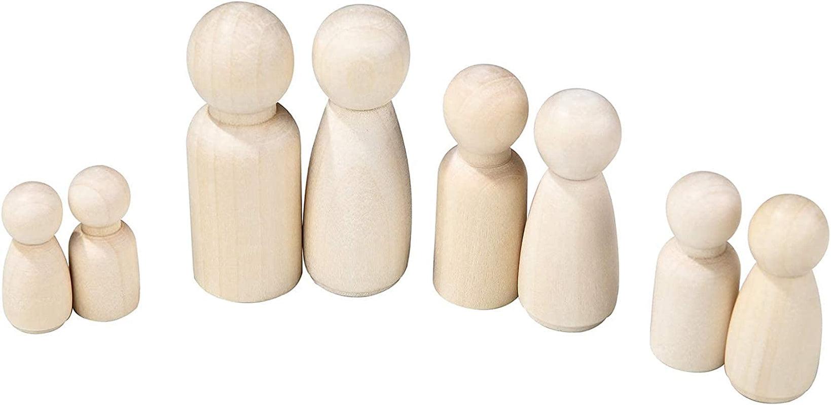 60pcs Peg Dolls Decorative Wooden Peg Doll Assorted Sizes Unfinishied Peg  People Doll Bodies Wooden Figures for Painting Craft Art Projects Peg Game