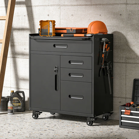 Rolling Tool Cabinet Heavy Duty Garage Storage With Lockable Doors HouseOfZazla