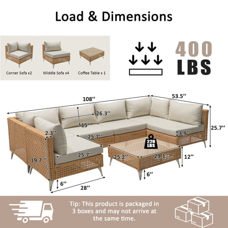 K&K 7-Piece Wicker Patio Furniture Set HouseOfZazla