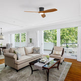 Smart Ceiling Fan With Remote Control, 3 Blades, Dimmable LED Light, Reversible DC Motor - Black