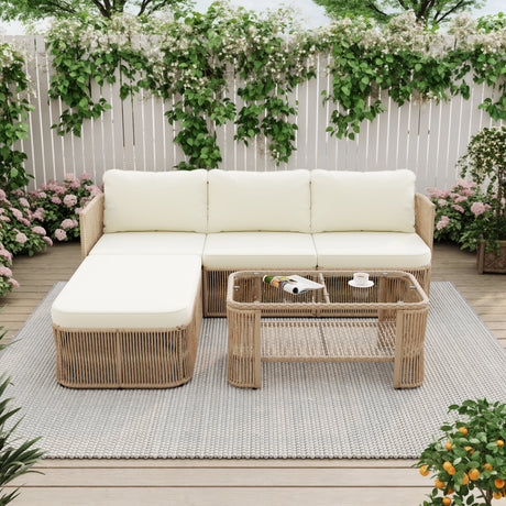 Outdoor PE Rattan Patio Furniture Set with Iron Frame HouseOfZazla