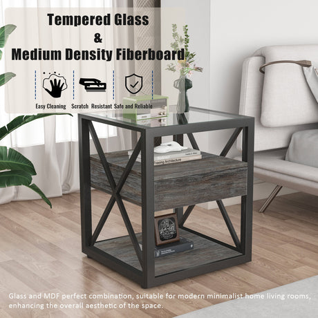 Set of 2 Modern End Tables with Drawer - Nightstands HouseOfZazla
