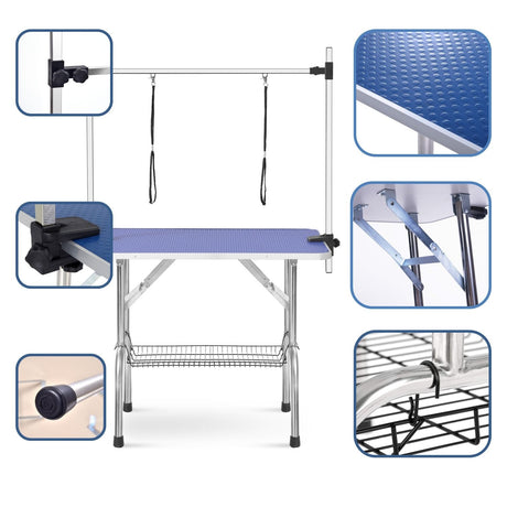 Large Grooming Table For Pet Dog And Cat With Adjustable Arm And Clamps Large Heavy Duty Animal Grooming Table HouseOfZazla