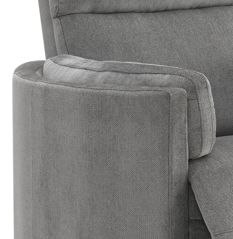 Sagen Charcoal Chenille Glider Recliner with Swivel HouseOfZazla