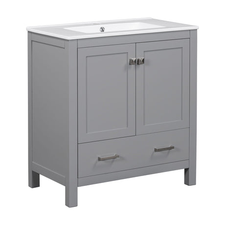 Bathroom Vanity With Single Sink, Combo Cabinet Undermount Sink, Bathroom Storage Cabinet With Two Doors And A Drawer, Soft Closing, Multifunctional Storage, Solid Wood Frame HouseOfZazla
