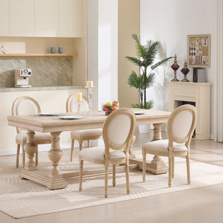 French Country Dining Chairs Set of 2 with Upholstered Round Back HouseOfZazla