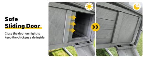 141" Gray Large Wooden Chicken Coop with Nesting Box HouseOfZazla