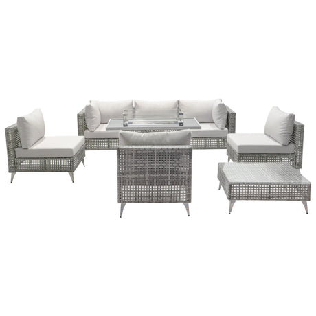K&K Patio 8-Piece Patio Furniture Set with 43" Fire Pit Table HouseOfZazla