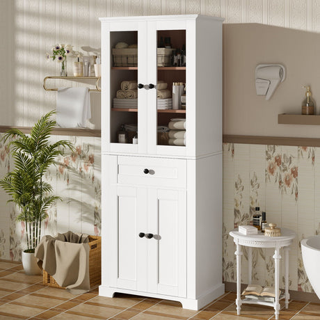 Bathroom Storage Cabinet, Adjustable Shelves & Drawer, Freestanding Tower HouseOfZazla