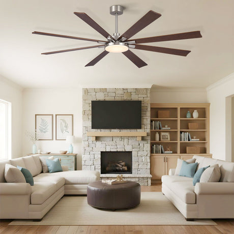 Large Ceiling Fan With Dimmable LED Light 8 Blades Remote Control, Reversible DC Motor HouseOfZazla