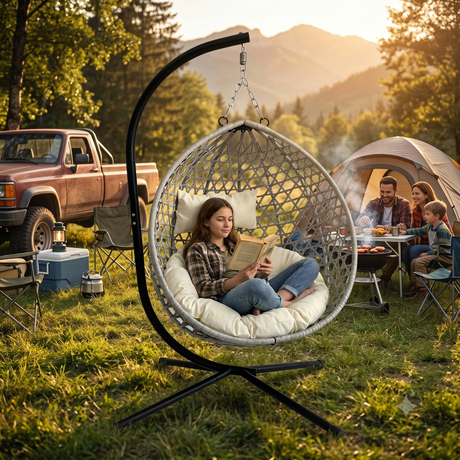 Foldable Hanging Egg Chair with Stand HouseOfZazla
