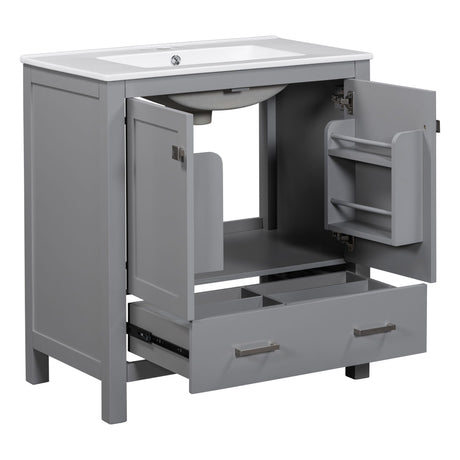 Bathroom Vanity With Single Sink, Combo Cabinet Undermount Sink, Bathroom Storage Cabinet With Two Doors And A Drawer, Soft Closing, Multifunctional Storage, Solid Wood Frame HouseOfZazla