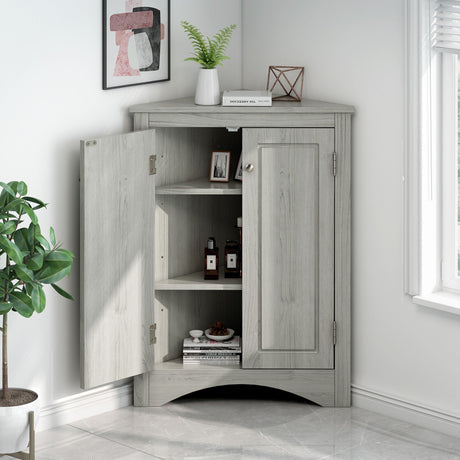 Triangle Bathroom Storage Cabinet With Adjustable Shelves, Freestanding Floor Cabinet For Home Kitchen HouseOfZazla
