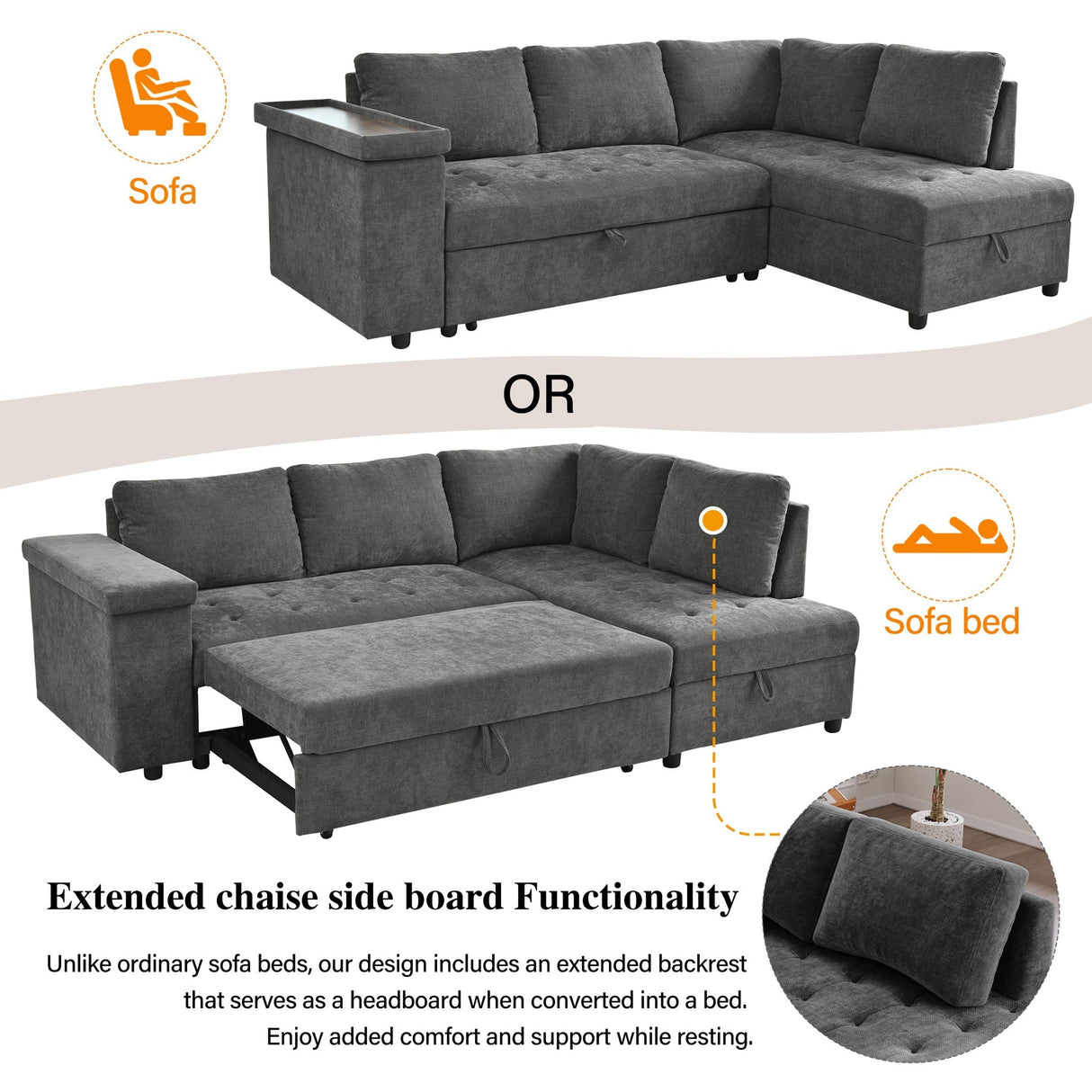L Shaped Couch With Pull Out Bed And Storage Sectional Sleeper Sofa