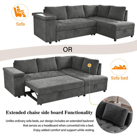L Shaped Couch With Pull Out Bed And Storage Sectional Sleeper Sofa HouseOfZazla
