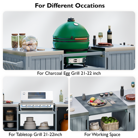 K&K 66.5" Outdoor Kitchen Island for Big Green Egg Grills HouseOfZazla