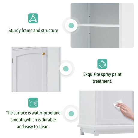 Tall Bathroom Storage Cabinet With Glass Doors, Free-Standing, Two Drawers, And Adjustable Shelves, Board, Painted Perfect For Displaying Your Favorite Items HouseOfZazla