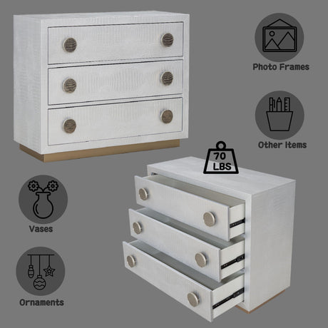 Anpu Faux Crocodile Skin Console Cabinet - Silver HouseOfZazla