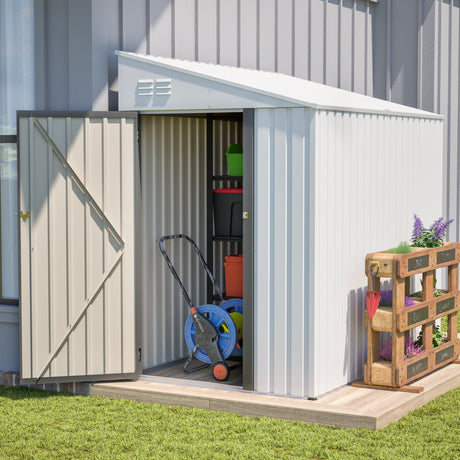 White 4' x 7' Lean-To Storage Shed HouseOfZazla