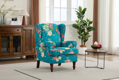 Modern Accent Chair with Retro Wood Legs - Floral HouseOfZazla