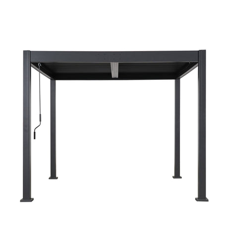 Byron Black Outdoor Pergola Aluminum with Adjustable Louvered Roof HouseOfZazla