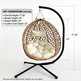 Foldable Hanging Egg Chair with Stand and Cushion