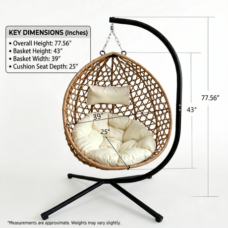 Foldable Hanging Egg Chair with Stand and Cushion HouseOfZazla