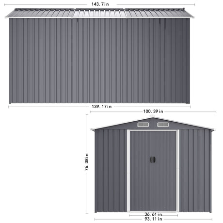 Outdoor Storage Shed Large Metal Tool Sheds, Heavy Duty Storage House With Sliding Doors HouseOfZazla