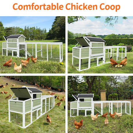 Wooden Chicken Coop, Large Outdoor Hen House with Run and Nesting Box HouseOfZazla