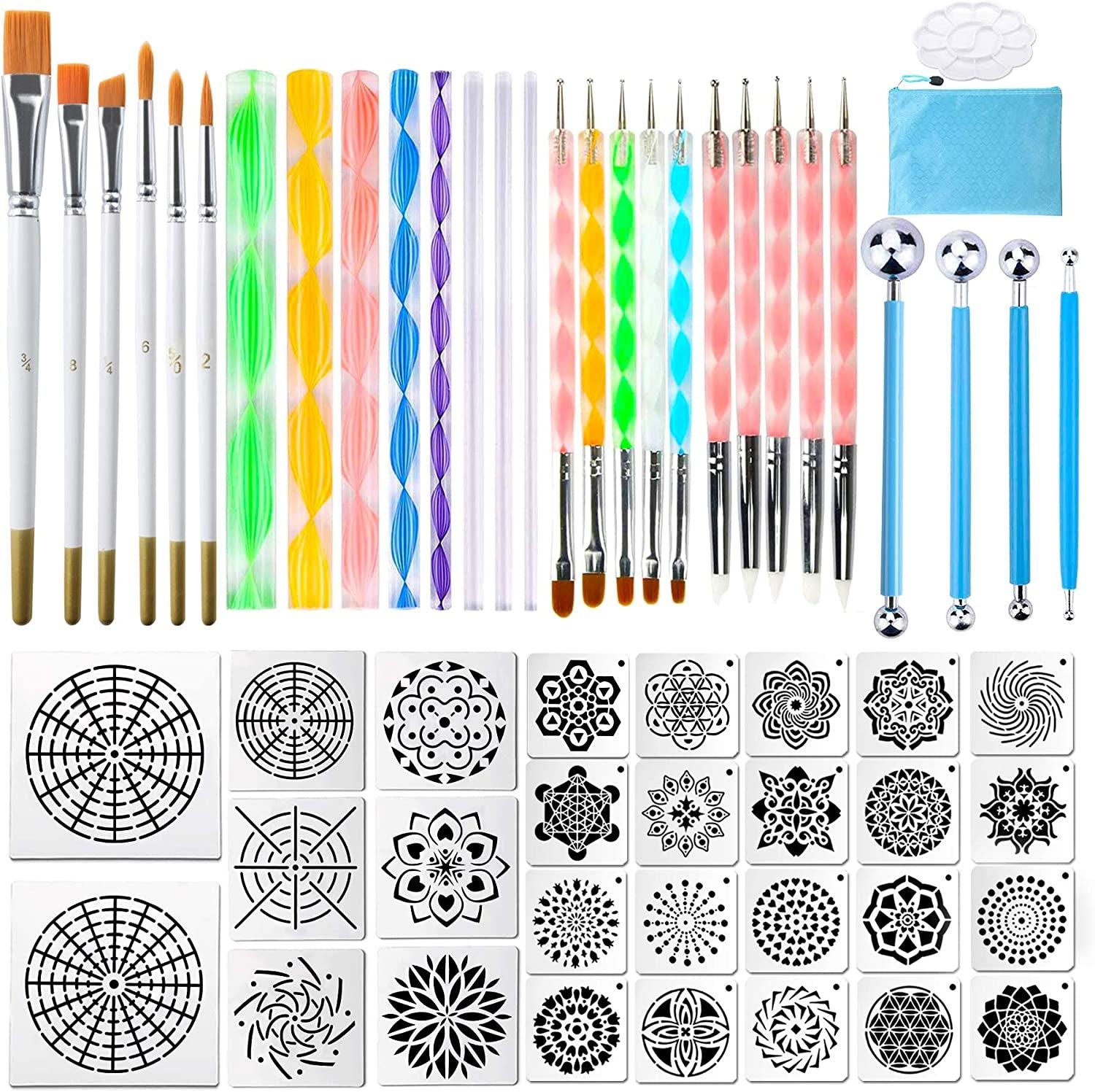 58PCS Scrapbook Supplies Mandala Rock Dotting Tools Set Painting - WoodArtSupply