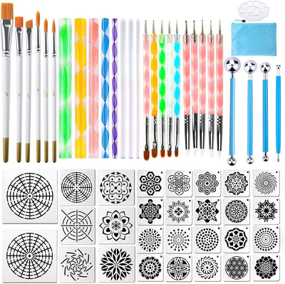 58PCS Scrapbook Supplies Mandala Rock Dotting Tools Set Painting