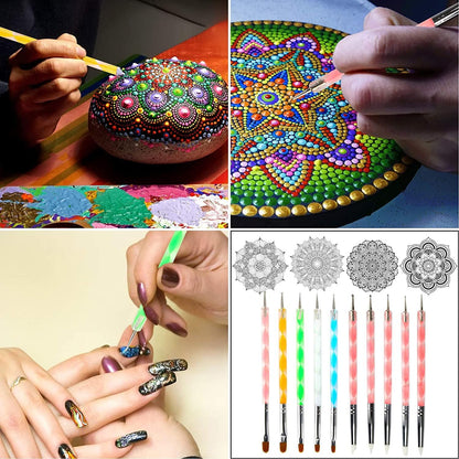 58PCS Scrapbook Supplies Mandala Rock Dotting Tools Set Painting - WoodArtSupply