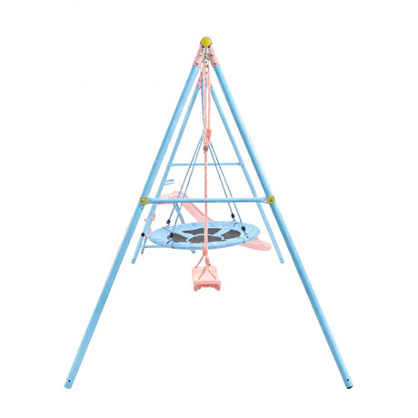 Xns107 - 2 Swing Set With Slide For Outdoor - Blue / Pink HouseOfZazla