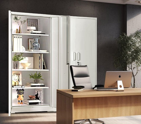 Container Furniture Direct Ironclad 71" Metal Storage Cabinet with Locking Doors and 4 Adjustable Shelves HouseOfZazla