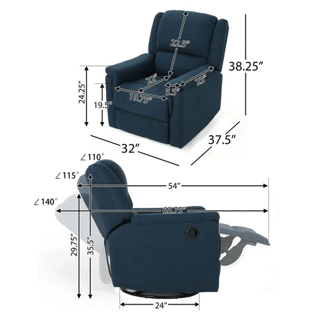 Contemporary Glider Recliner With Swivel Function HouseOfZazla