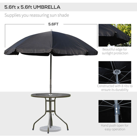 Outsunny - Patio Dining Set With Table Umbrella, Folding Chairs And Dining Table, Outdoor Patio Furniture Set HouseOfZazla