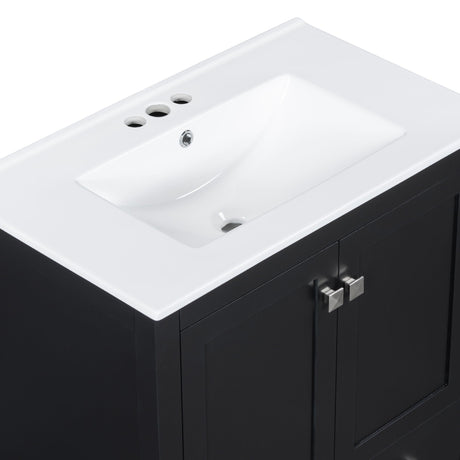 Bathroom Vanity With Single Sink, Combo Cabinet Undermount Sink, Bathroom Storage Cabinet With Two Doors And A Drawer, Soft Closing, Multifunctional Storage, Solid Wood Frame HouseOfZazla