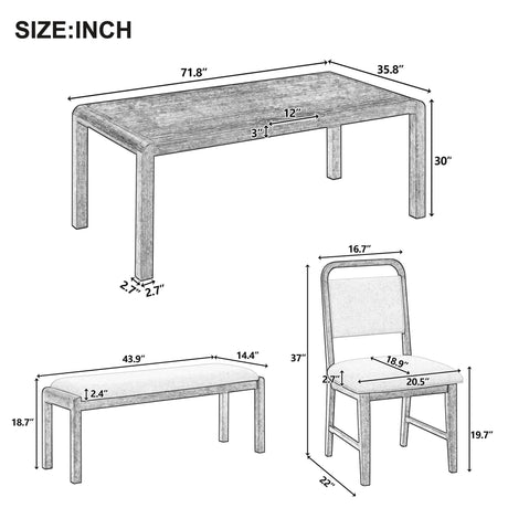 Extendable Dining Table Set With 4 Upholstered Chairs And 1 Bench HouseOfZazla