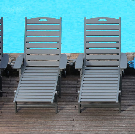HDPE Chaise Lounge Chair Outdoor with Adjustable Backrest HouseOfZazla