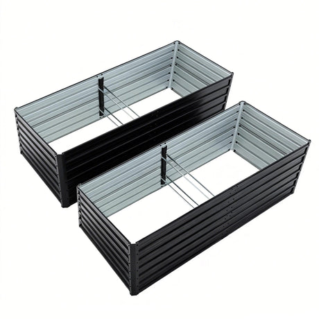 2 Pack Metal Raised Garden Bed Kit Outdoor - 8x4x2 FT Galvanized Planter Boxes Set HouseOfZazla